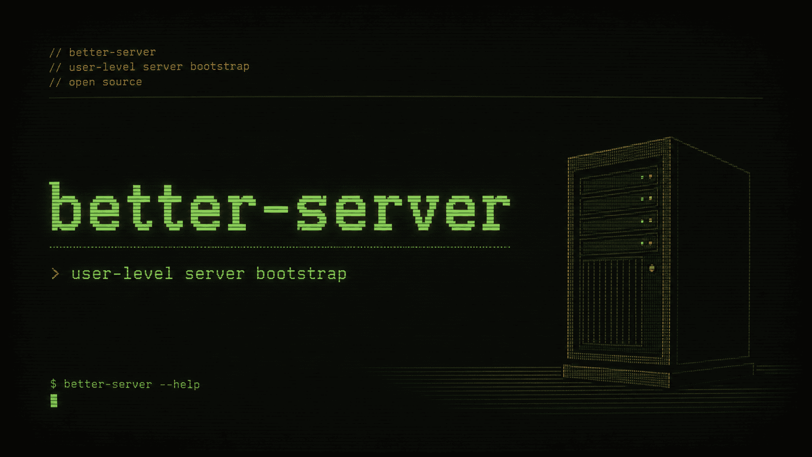 better-server 的复古终端工作台插画